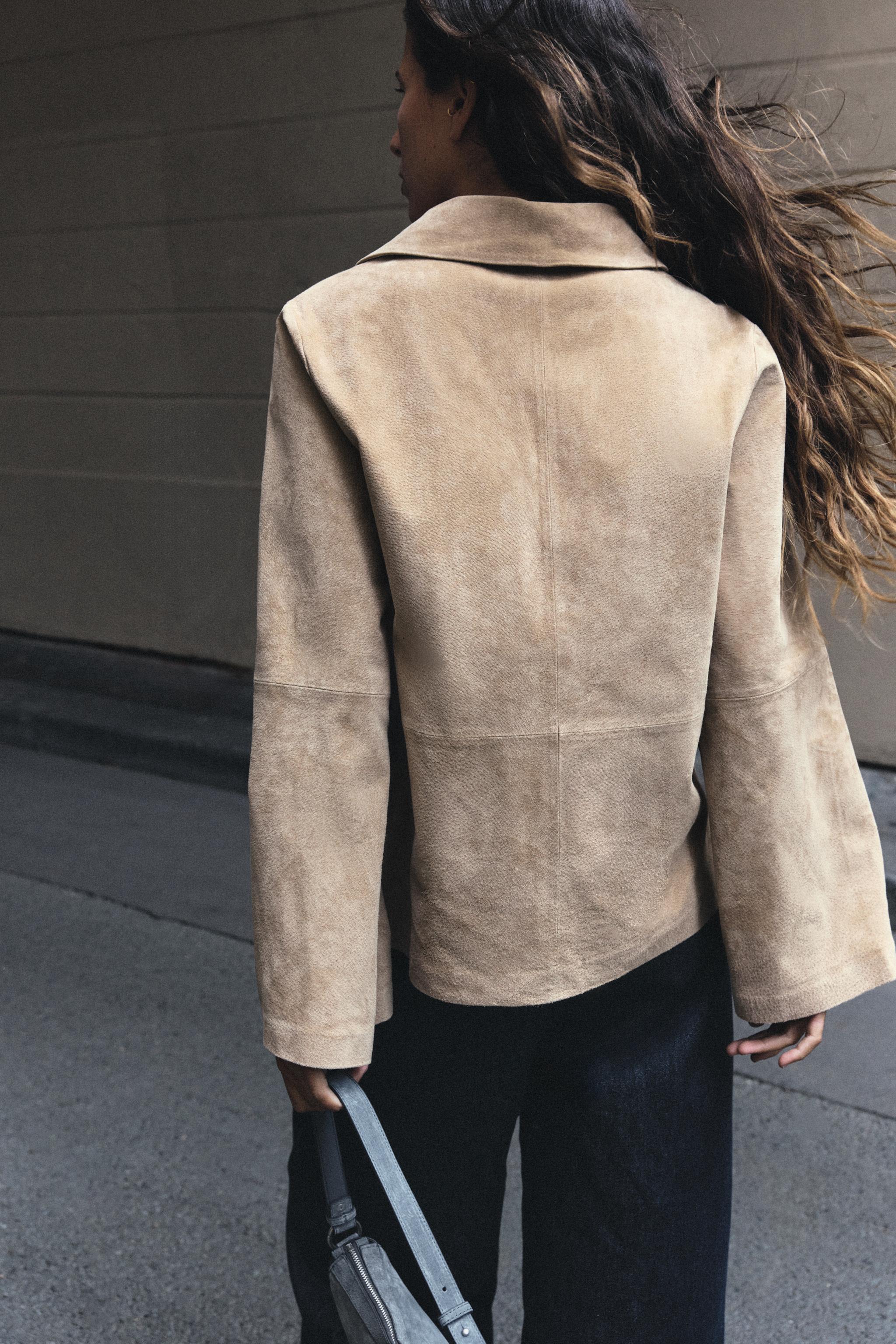 100% LEATHER POLO-COLLAR SHIRT
